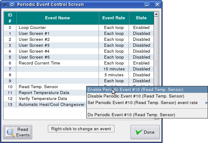 Periodic Event Control screen shot