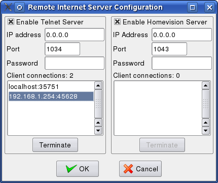 Remote internet server screen shot